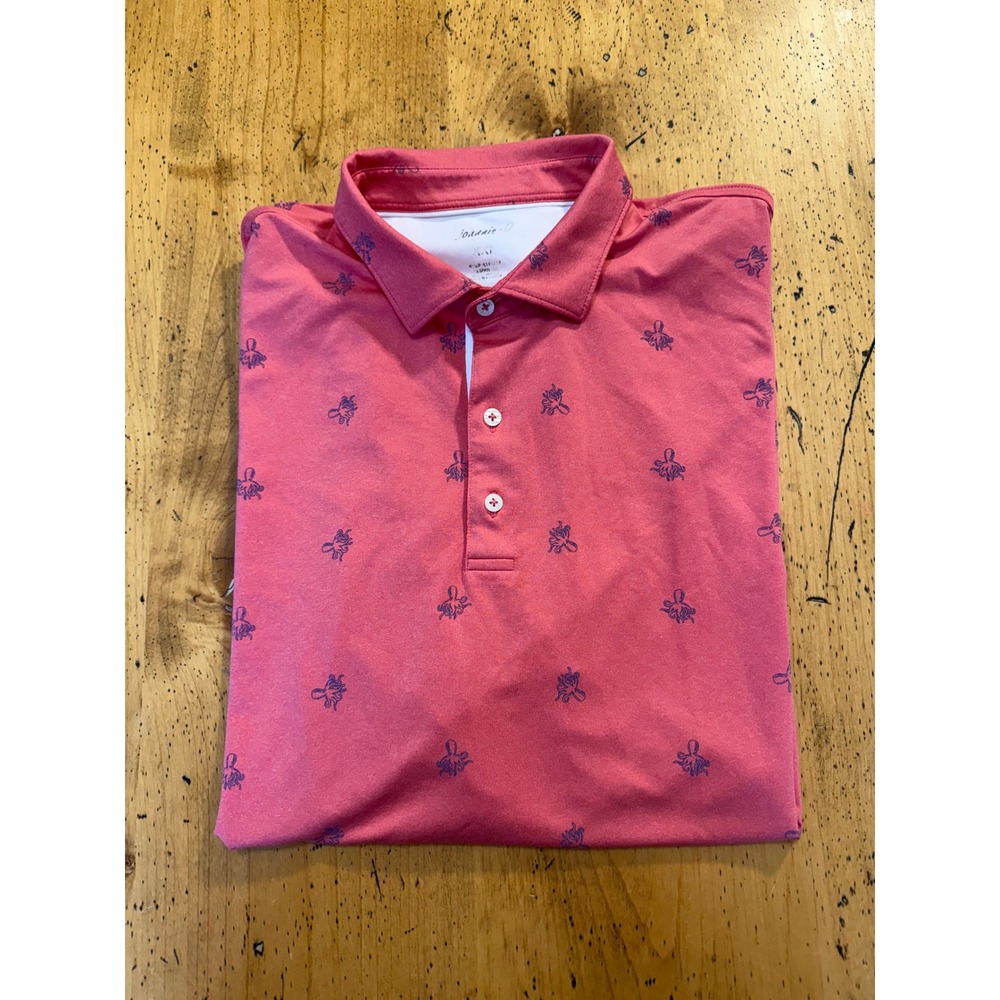 johnnie-O Polo XXL Mens Pink Octopus Print Performance Short Sleeve Shirt